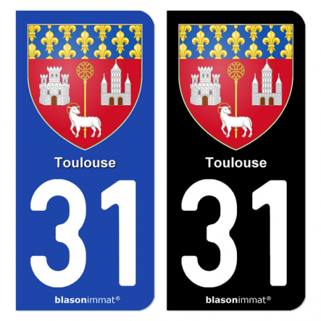 Autocollant plaque d'immatriculation 31 Toulouse - Blason