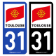 Autocollant plaque d'immatriculation 31 Toulouse - Ville