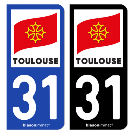 Autocollant plaque d'immatriculation 31 Toulouse - Ville