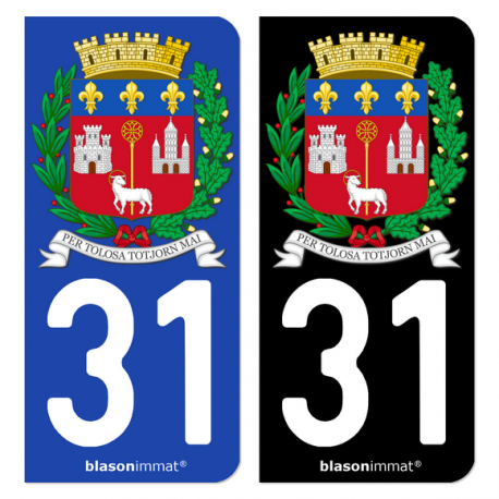 Autocollant plaque d'immatriculation 31 Toulouse - Armoiries