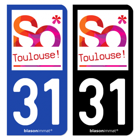 Autocollant plaque d'immatriculation 31 Toulouse - Tourisme