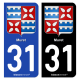 Autocollant plaque d'immatriculation 31 Muret - Armoiries