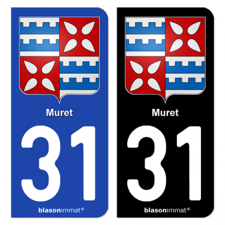 Autocollant plaque d'immatriculation 31 Muret - Armoiries