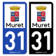 Autocollant plaque d'immatriculation 31 Muret - Ville