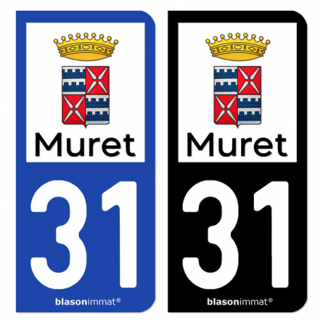 Autocollant plaque d'immatriculation 31 Muret - Ville