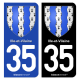 Autocollant plaque d'immatriculation 35 Ille-et-Vilaine - Armoiries