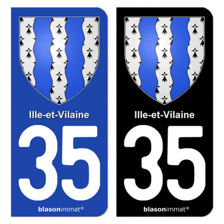Autocollant plaque d'immatriculation 35 Ille-et-Vilaine - Armoiries