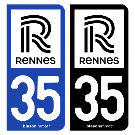 Autocollant plaque d'immatriculation 35 Rennes - Ville