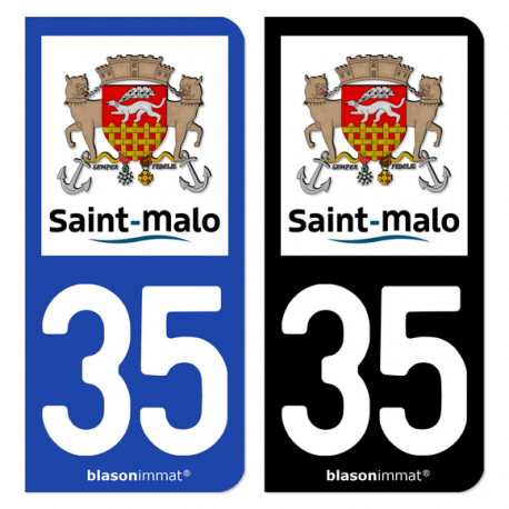 Autocollant plaque d'immatriculation 35 Saint-Malo - Ville