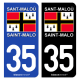 Autocollant plaque d'immatriculation 35 Saint-Malo - Pays
