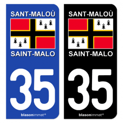 Autocollant plaque d'immatriculation 35 Saint-Malo - Pays