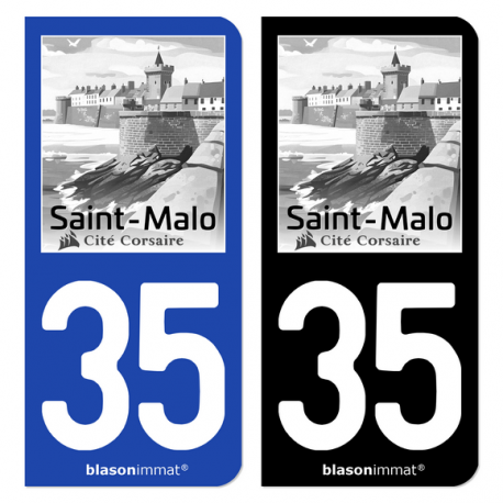 Autocollant plaque d'immatriculation 35 Saint-Malo - Corsaire