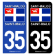 Autocollant plaque d'immatriculation 35 Saint-Malo - Drapeau
