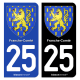 Autocollant plaque d'immatriculation 25 Franche-Comté - Armoiries