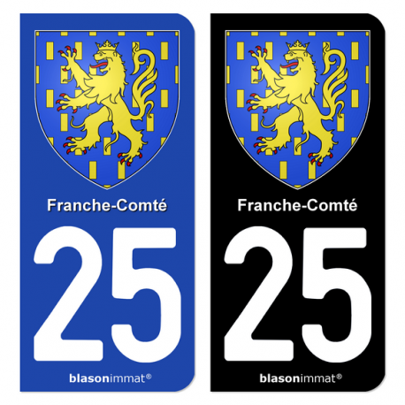Autocollant plaque d'immatriculation 25 Franche-Comté - Armoiries