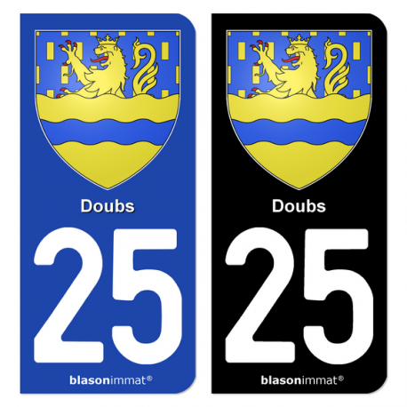 Autocollant plaque d'immatriculation 25 Doubs - Armoiries
