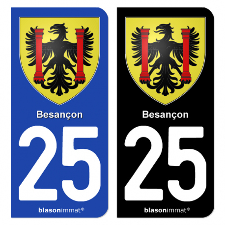 Autocollant plaque d'immatriculation 25 Besançon - Armoiries