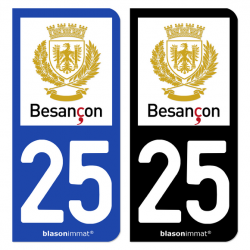 Autocollant plaque d'immatriculation 25 Besançon - Ville
