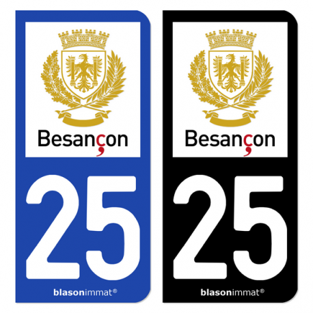 Autocollant plaque d'immatriculation 25 Besançon - Ville