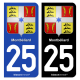 Autocollant plaque d'immatriculation 25 Montbéliard - Armoiries