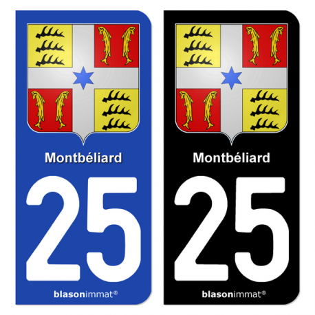 Autocollant plaque d'immatriculation 25 Montbéliard - Armoiries