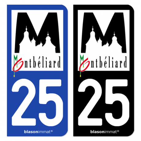 Autocollant plaque d'immatriculation 25 Montbéliard - Ville