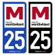 Autocollant plaque d'immatriculation 25 Montbéliard - Pays