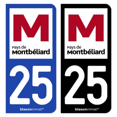Autocollant plaque d'immatriculation 25 Montbéliard - Pays