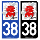 Autocollant plaque d'immatriculation 38 Les 2 Alpes - Station