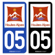 Autocollant plaque d'immatriculation 05 Hautes-Alpes - Département