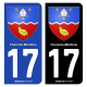 Autocollant plaque d'immatriculation 17 Charente-Maritime - Armoiries