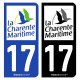 Autocollant plaque d'immatriculation 17 Charente-Maritime - Département