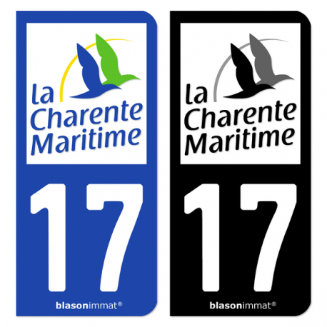 Autocollant plaque d'immatriculation 17 Charente-Maritime - Département