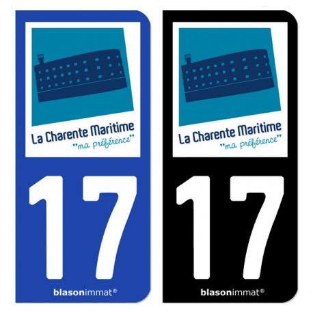Autocollant plaque d'immatriculation 17 Charente-Maritime - Tourisme