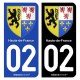 Autocollant plaque d'immatriculation 02 Hauts-de-France - Armoiries