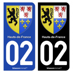 Autocollant plaque d'immatriculation 02 Hauts-de-France - Armoiries