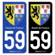 Autocollant plaque d'immatriculation 59 Hauts-de-France - Armoiries