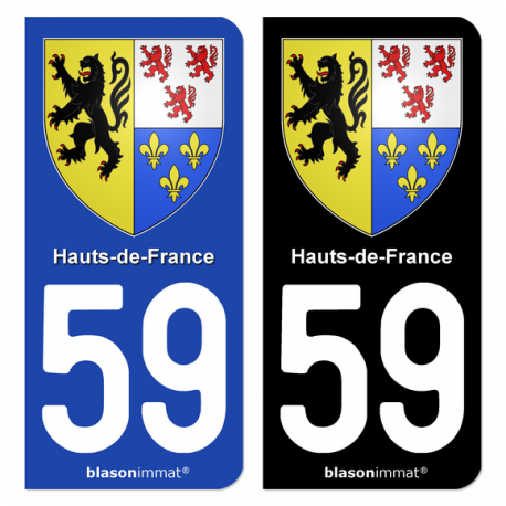 Autocollant plaque d'immatriculation 59 Hauts-de-France - Armoiries