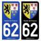 Autocollant plaque d'immatriculation 62 Hauts-de-France - Armoiries