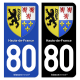 Autocollant plaque d'immatriculation 80 Hauts-de-France - Armoiries