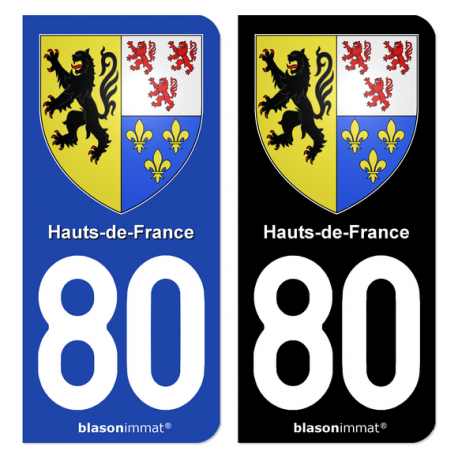Autocollant plaque d'immatriculation 80 Hauts-de-France - Armoiries