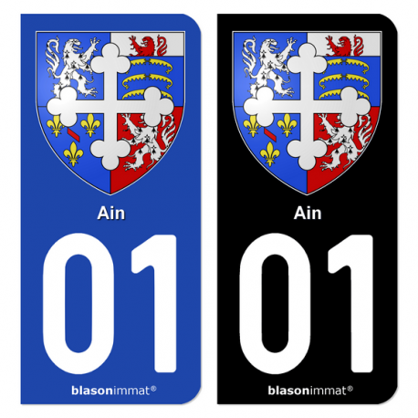 Autocollant plaque d'immatriculation 01 Ain - Armoiries