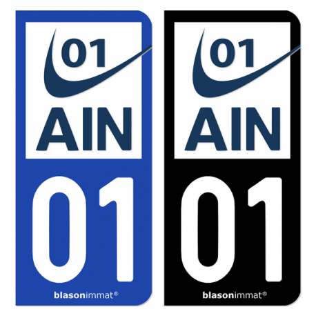 Autocollant plaque d'immatriculation 01 Ain - Département