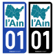 Autocollant plaque d'immatriculation 01 Ain - Régions Naturelles
