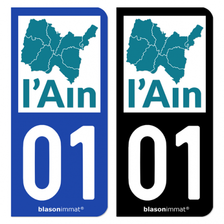Autocollant plaque d'immatriculation 01 Ain - Régions Naturelles