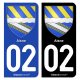 Autocollant plaque d'immatriculation 02 Aisne - Armoiries