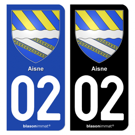 Autocollant plaque d'immatriculation 02 Aisne - Armoiries