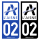 Autocollant plaque d'immatriculation 02 Aisne - Département