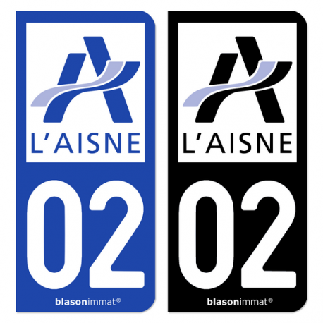 Autocollant plaque d'immatriculation 02 Aisne - Département