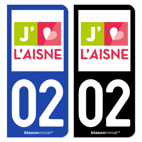 Autocollant plaque d'immatriculation 02 Aisne - Tourisme